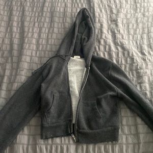 Grey zip up cropped hoodie Brandy Melville John Galt
